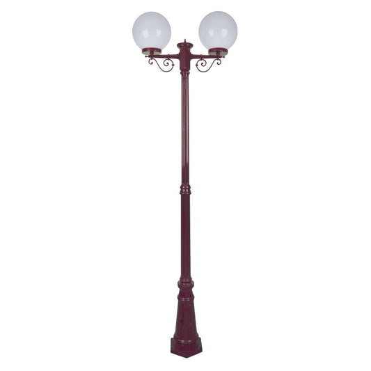 GT-560 Siena Twin 25cm Spheres Tall Post - Powder Coated Finish / E27 - Burgundy