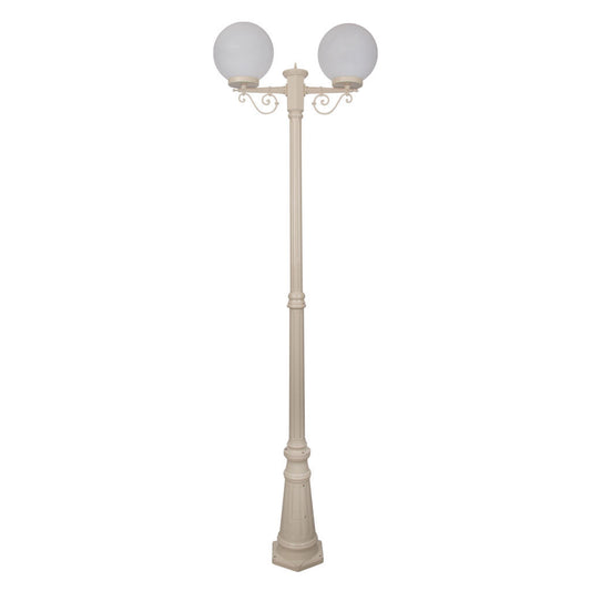 GT-560 Siena Twin 25cm Spheres Tall Post - Powder Coated Finish / E27 - Beige