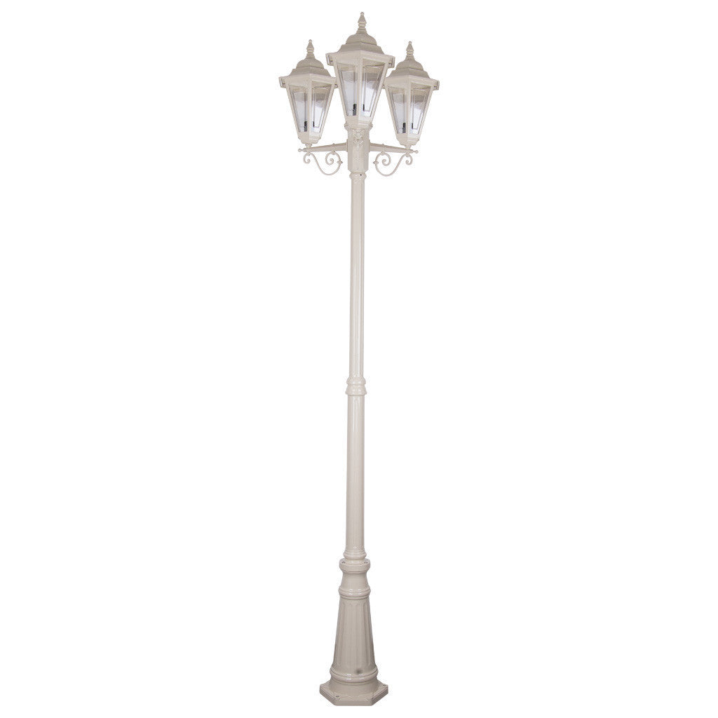GT-432 Turin Triple Head Tall Post Light - Powder Coated Finish / B22 - Beige