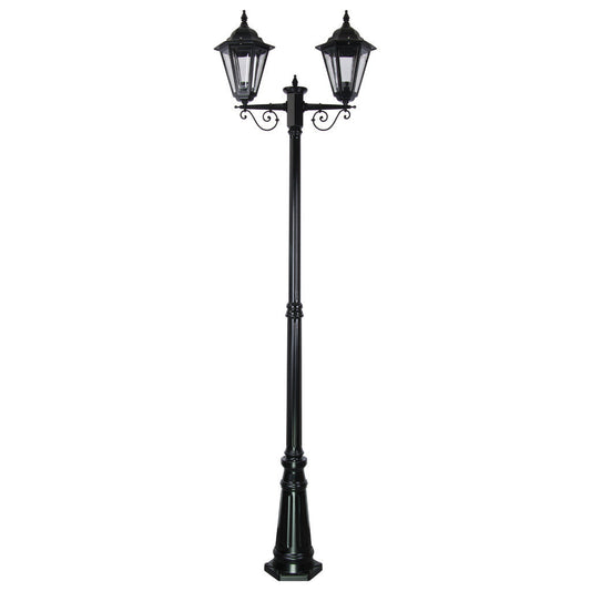 GT-430 Turin Twin Head Tall Post Light - Powder Coated Finish / B22 - Black