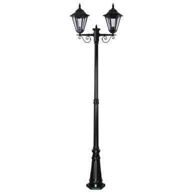 GT-430 Turin Twin Head Tall Post Light - Powder Coated Finish / B22 - Black