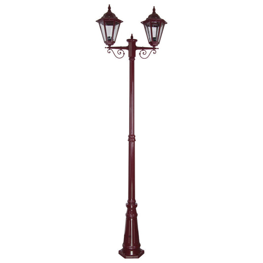GT-430 Turin Twin Head Tall Post Light - Powder Coated Finish / B22 - Burgundy