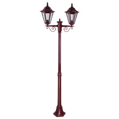 GT-427 Turin Twin Head Medium Post Light  - Powder Coated Finish / B22 - Burgundy