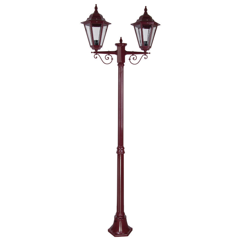 GT-427 Turin Twin Head Medium Post Light  - Powder Coated Finish / B22 - Burgundy