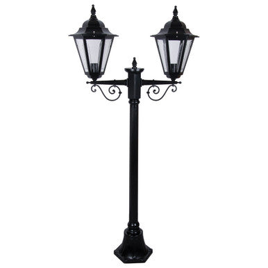 GT-425 Turin Twin Head Short Post Light - Powder Coated Finish / B22 - Black