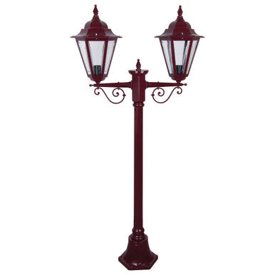 GT-425 Turin Twin Head Short Post Light - Powder Coated Finish / B22 - Burgundy