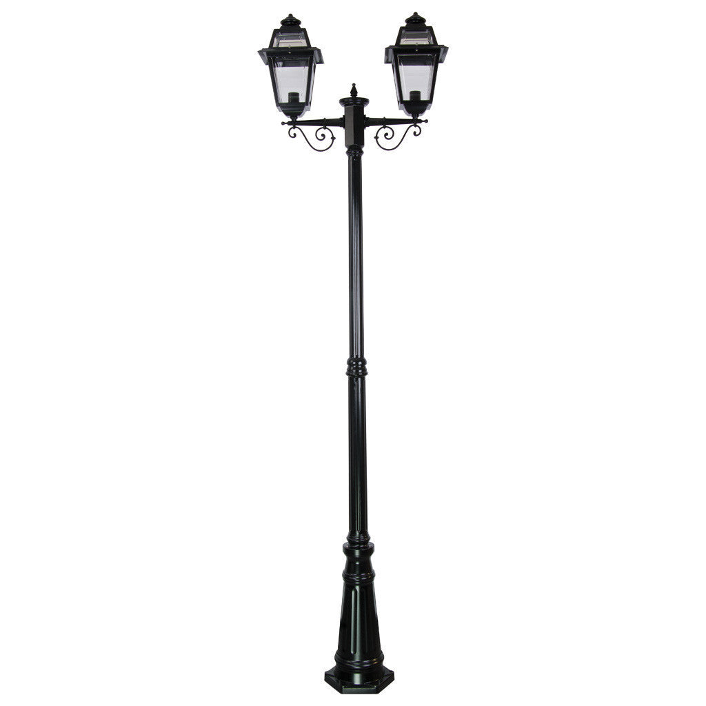 GT-280 Avignon Twin Head Tall Post Light - Powder Coated Finish / B22 - Black