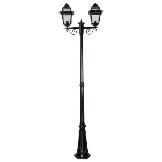 GT-280 Avignon Twin Head Tall Post Light - Powder Coated Finish / B22 - Black