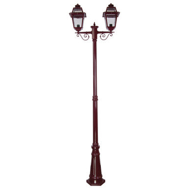 GT-280 Avignon Twin Head Tall Post Light - Powder Coated Finish / B22 - Burgundy