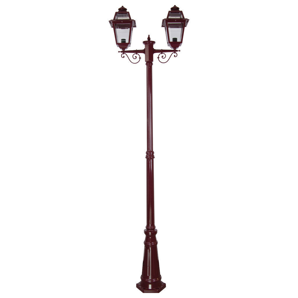 GT-280 Avignon Twin Head Tall Post Light - Powder Coated Finish / B22 - Burgundy