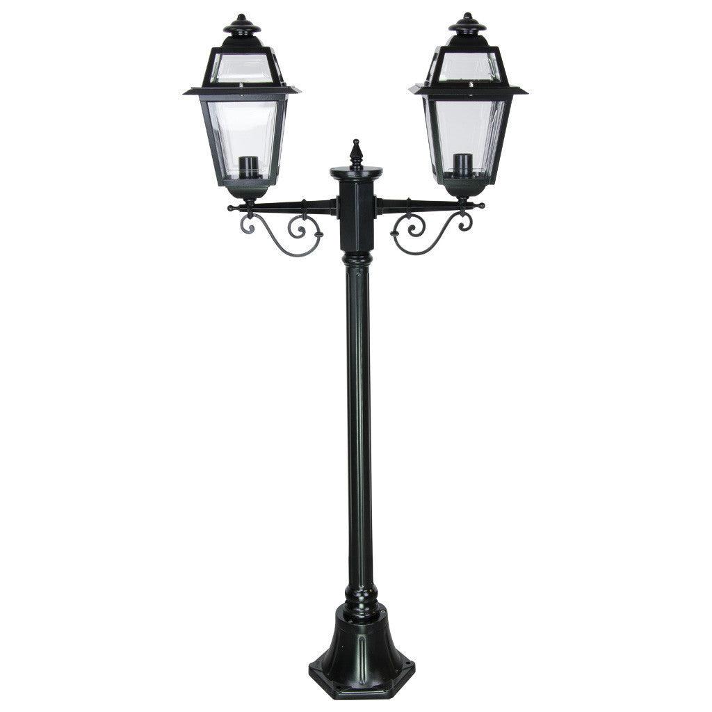 GT-275 Avignon Twin Head Short Post Light - Powder Coated Finish / B22 - Black
