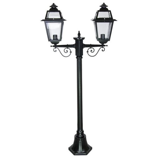 GT-275 Avignon Twin Head Short Post Light - Powder Coated Finish / B22 - Black
