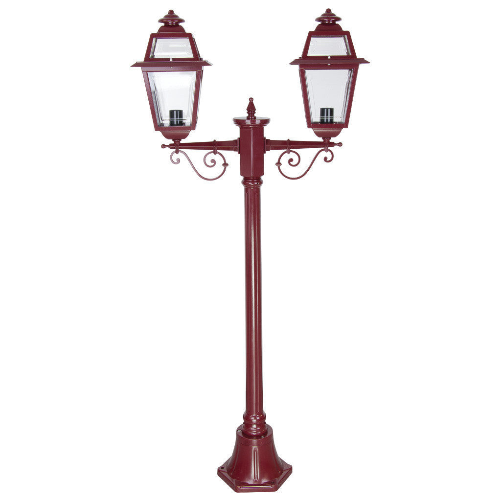 GT-275 Avignon Twin Head Short Post Light - Powder Coated Finish / B22 - Burgundy