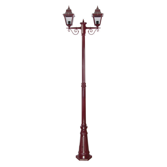 GT-240 Paris Twin Head Tall Post Light - Powder Coated Finish / B22 - Burgundy