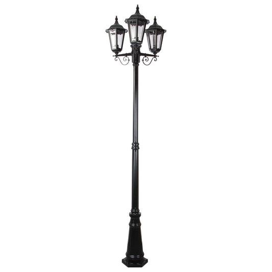 GT-142 Chester Three Head Tall Post Light - Powder Coated Finish / B22  - Black