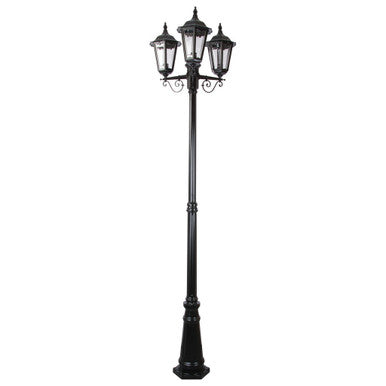 GT-142 Chester Three Head Tall Post Light - Powder Coated Finish / B22  - Black