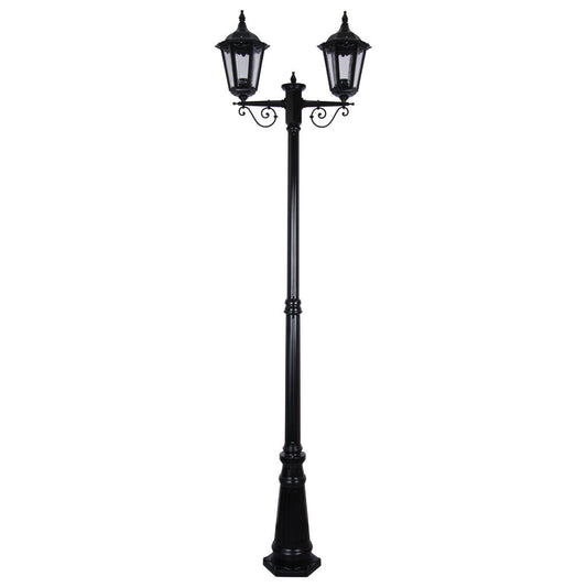 GT-140 Chester Twin Head Tall Post Light - Powder Coated Finish / B22 - Black