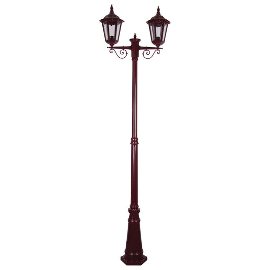 GT-140 Chester Twin Head Tall Post Light - Powder Coated Finish / B22 - Burgundy
