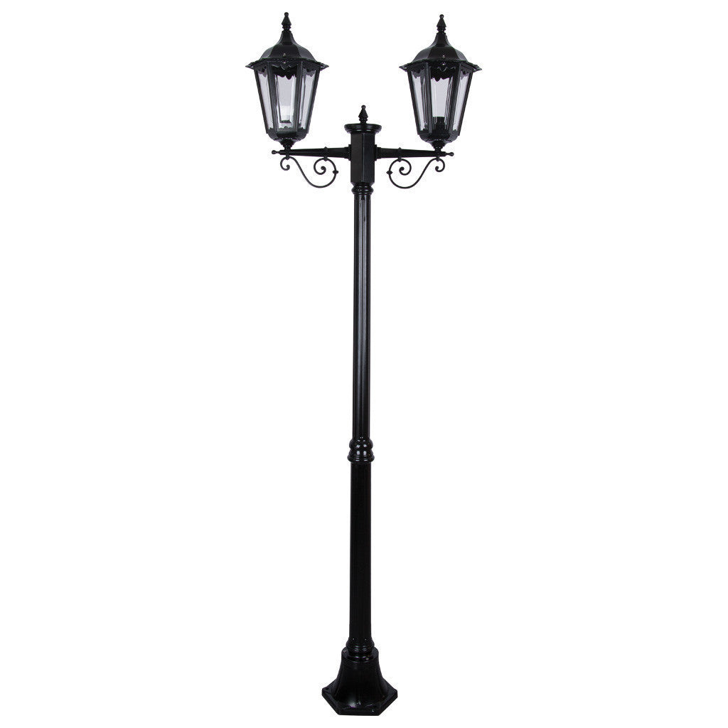 GT-137 Chester Twin Head Medium Post Light - Powder Coated Finish / B22 - Black