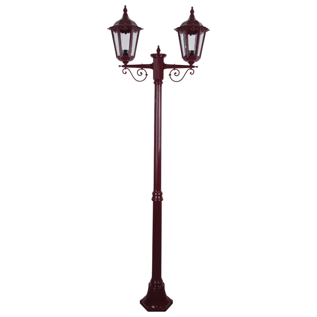 GT-137 Chester Twin Head Medium Post Light - Powder Coated Finish / B22 - Burgundy