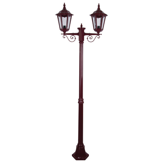 GT-137 Chester Twin Head Medium Post Light - Powder Coated Finish / B22 - Burgundy