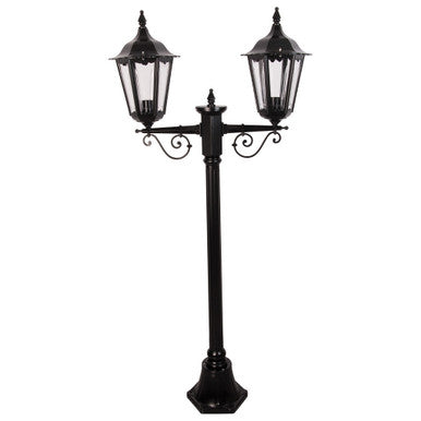 GT-135 Chester Twin Head Short Post Light - Powder Coated Finish / B22 - Black