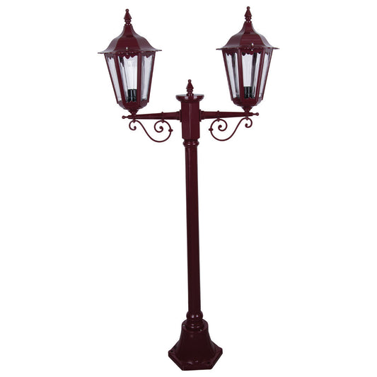 GT-135 Chester Twin Head Short Post Light - Powder Coated Finish / B22 - Burgundy