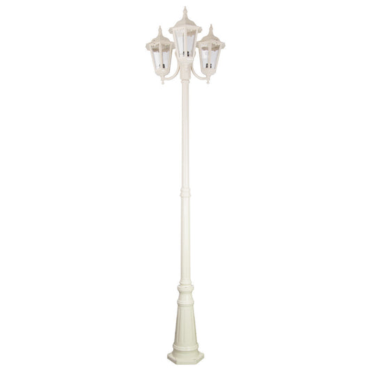 GT-1078 Chester Triple Head Curved Arm Tall Post Light - Powder Coated Finish / B22 - Beige
