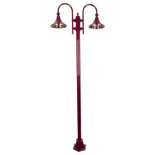 GT-1066 Monaco Twin Head Plain Post - Powder Coated Finish / E27 - Burgundy