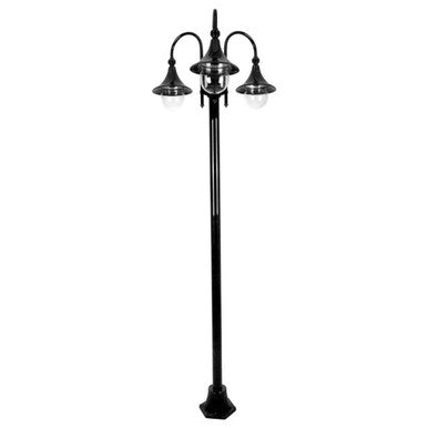 GT-1064 Monaco Triple Head Tall Plain Post - Powder Coated Finish / E27 - Black
