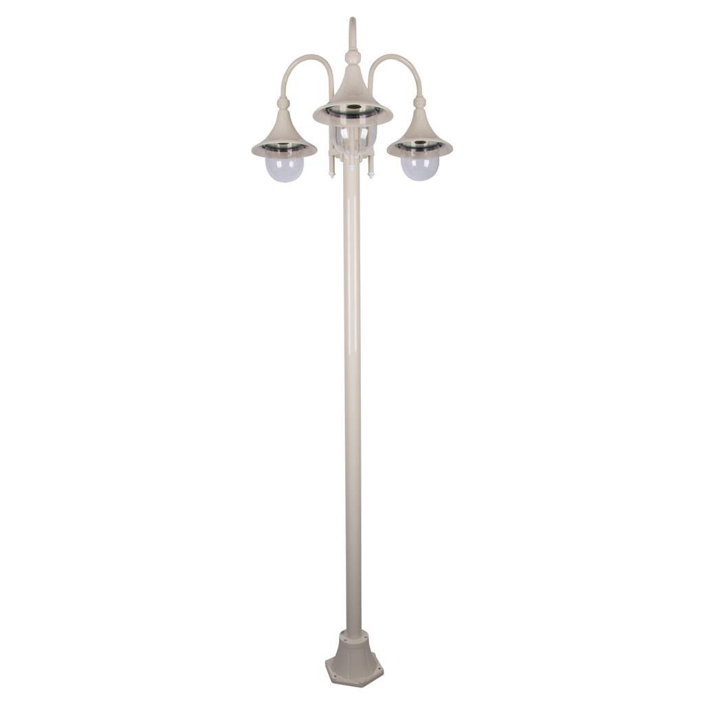 GT-1064 Monaco Triple Head Tall Plain Post - Powder Coated Finish / E27 - Beige
