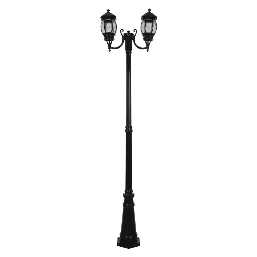 GT-1044 Vienna Twin Head Curved Arms Tall Post - Powder Coated Finish / B22 - Black