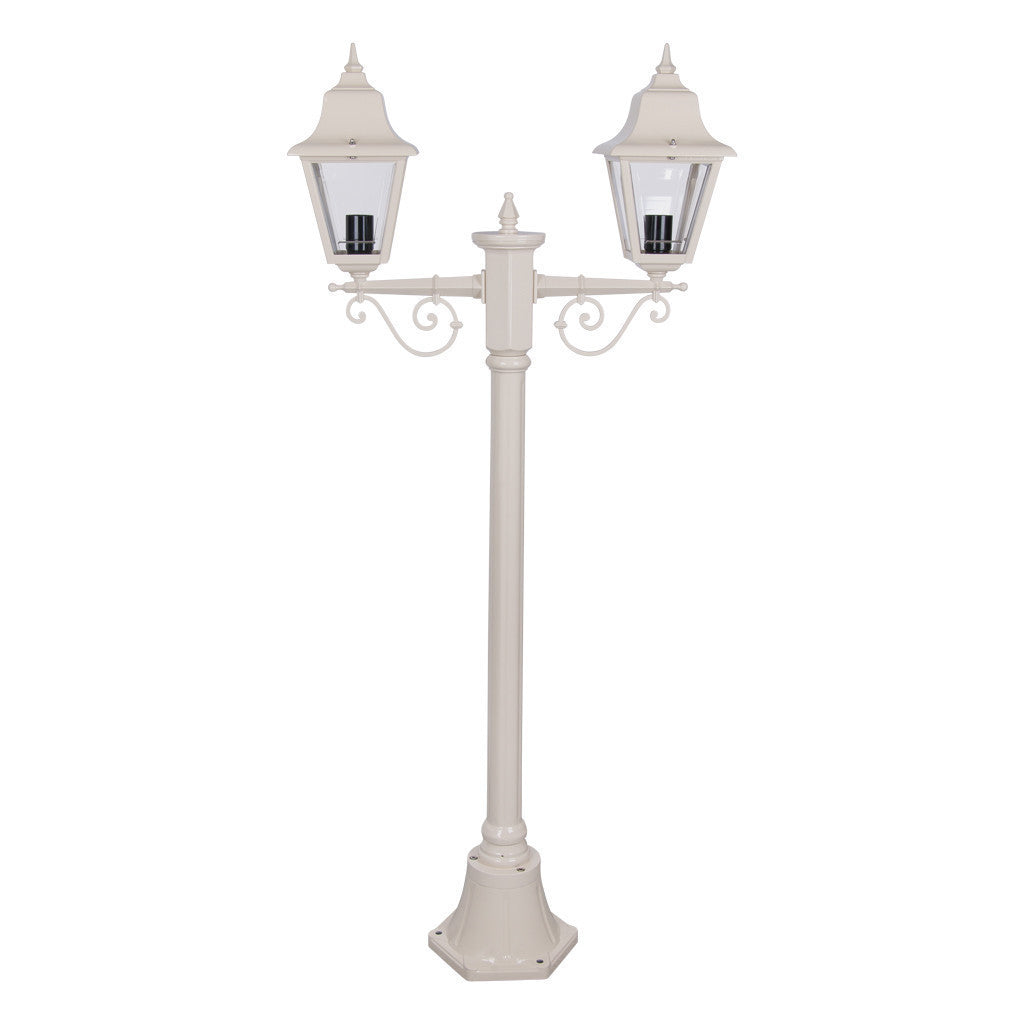 GT-235 Paris Twin Head Short Post Light - Powder Coated Finish / B22 - Beige