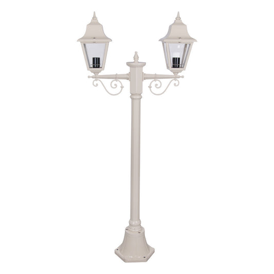 GT-235 Paris Twin Head Short Post Light - Powder Coated Finish / B22 - Beige