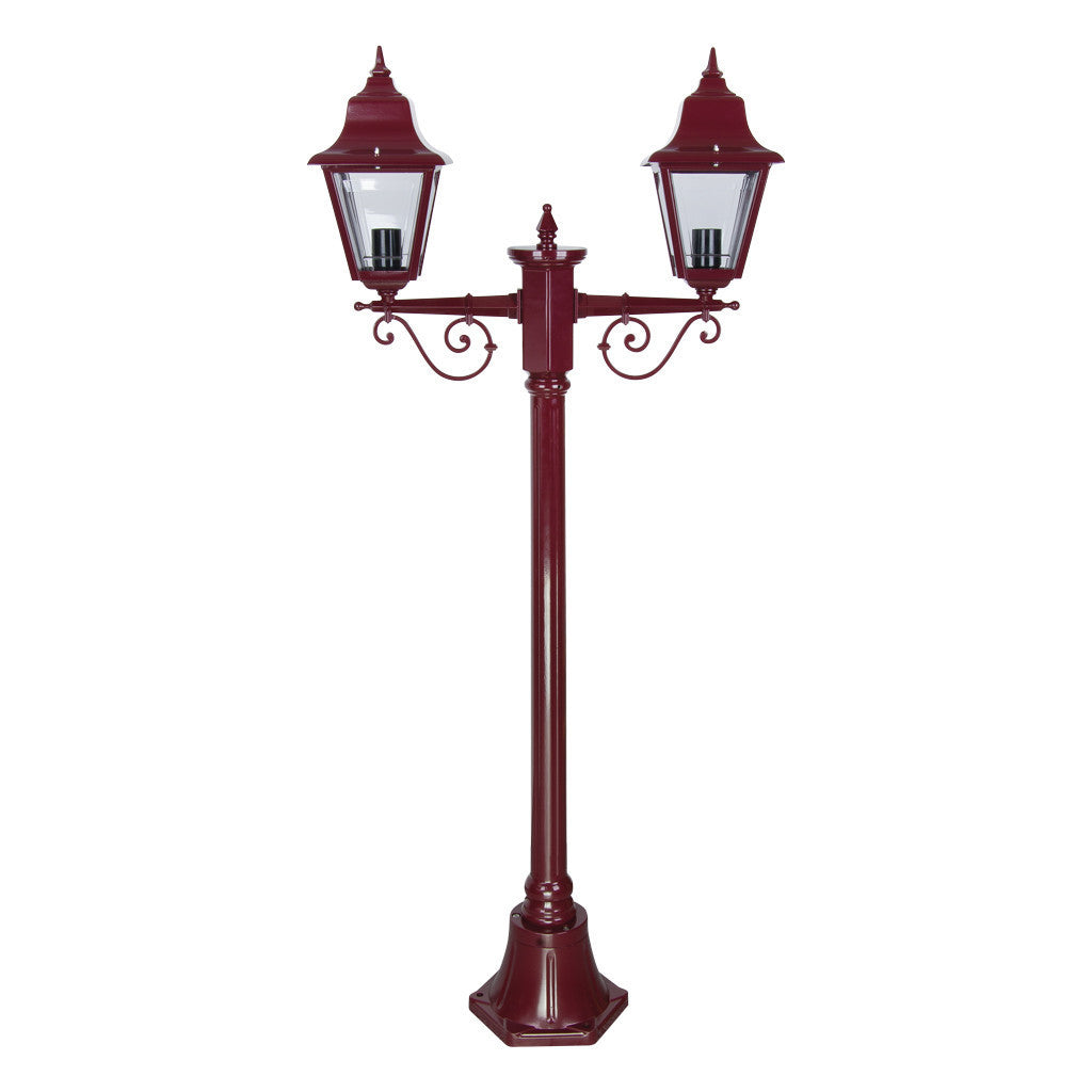 GT-235 Paris Twin Head Short Post Light - Powder Coated Finish / B22 - Burgundy