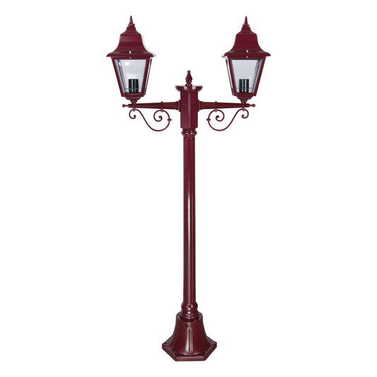 GT-235 Paris Twin Head Short Post Light - Powder Coated Finish / B22 - Burgundy