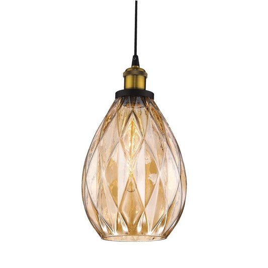 EVELYN GLASS 1XE27 PENDANT - Amber