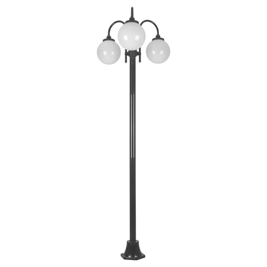 GT-1003 Lisbon Triple Sphere Curved Arms Plain Post - Powder Coated Finish / E27 - Black
