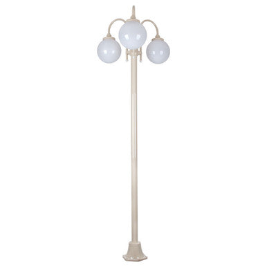 GT-1003 Lisbon Triple Sphere Curved Arms Plain Post - Powder Coated Finish / E27 - Beige