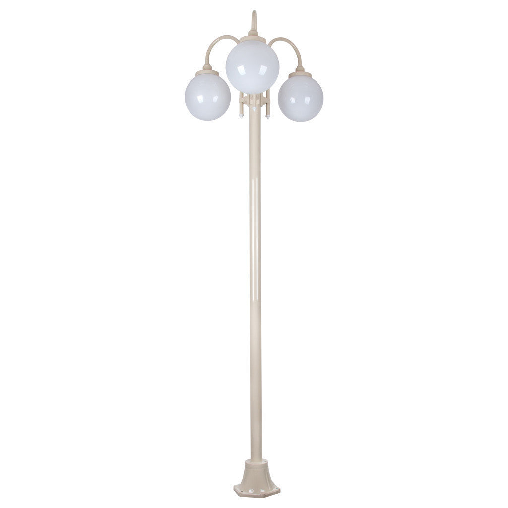 GT-1003 Lisbon Triple Sphere Curved Arms Plain Post - Powder Coated Finish / E27 - Beige