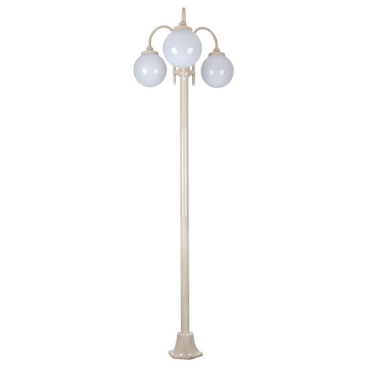 GT-1003 Lisbon Triple Sphere Curved Arms Plain Post - Powder Coated Finish / E27 - Beige