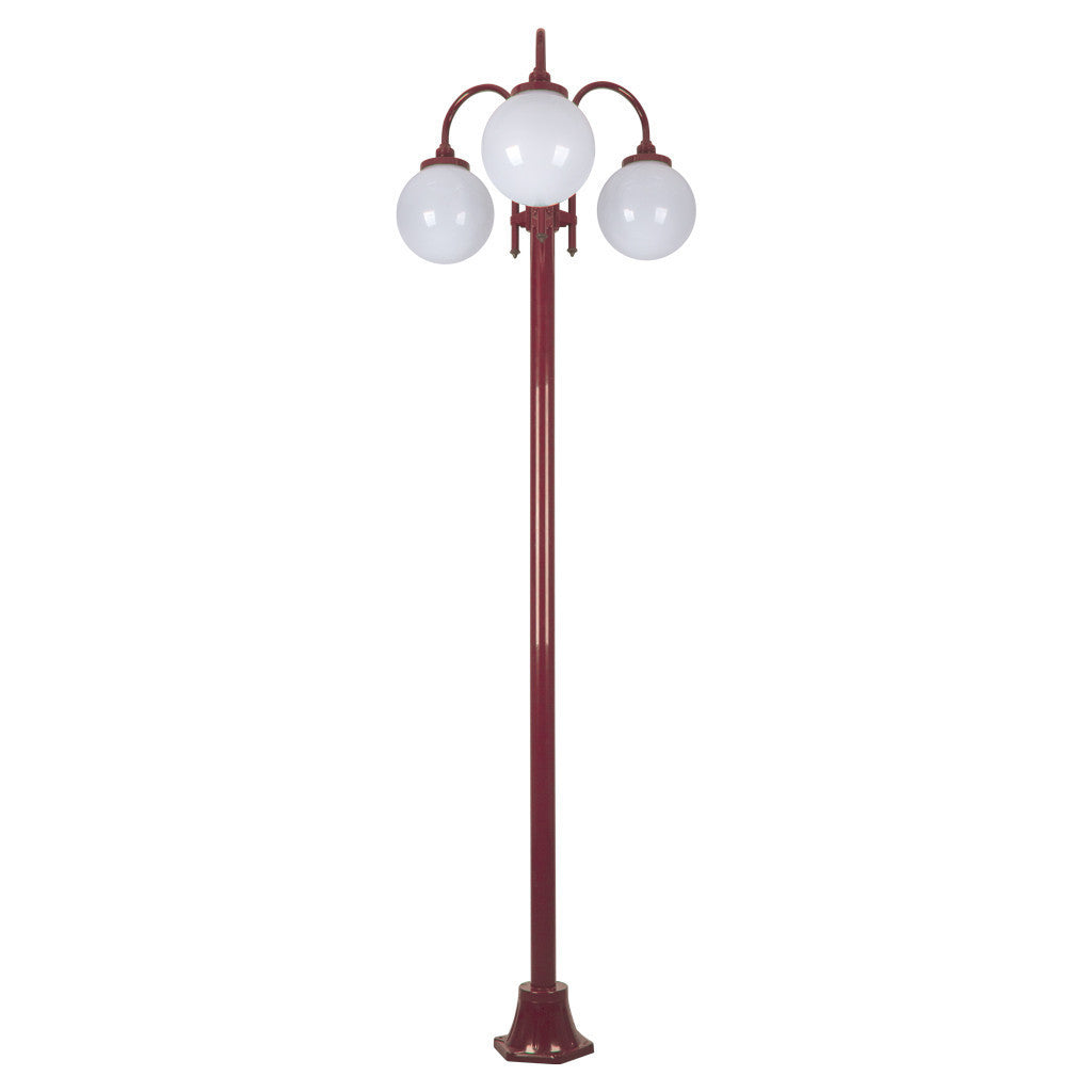 GT-1003 Lisbon Triple Sphere Curved Arms Plain Post - Powder Coated Finish / E27 - Burgundy