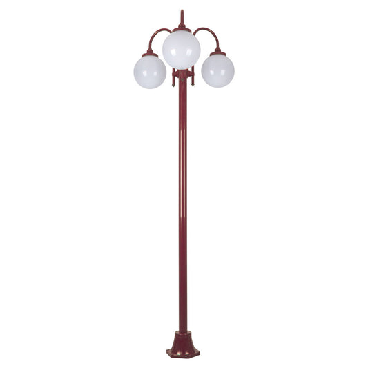GT-1003 Lisbon Triple Sphere Curved Arms Plain Post - Powder Coated Finish / E27 - Burgundy