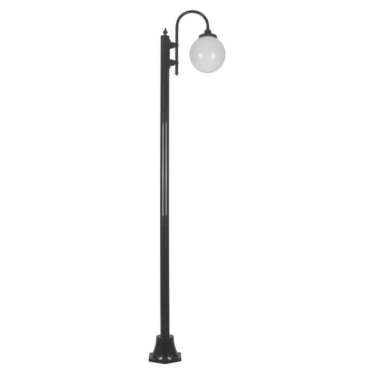 GT-1001 Lisbon Single Sphere Curved Arm Plain Post - Powder Coated Finish / E27 - Black