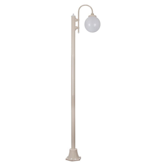GT-1001 Lisbon Single Sphere Curved Arm Plain Post - Powder Coated Finish / E27 - Beige