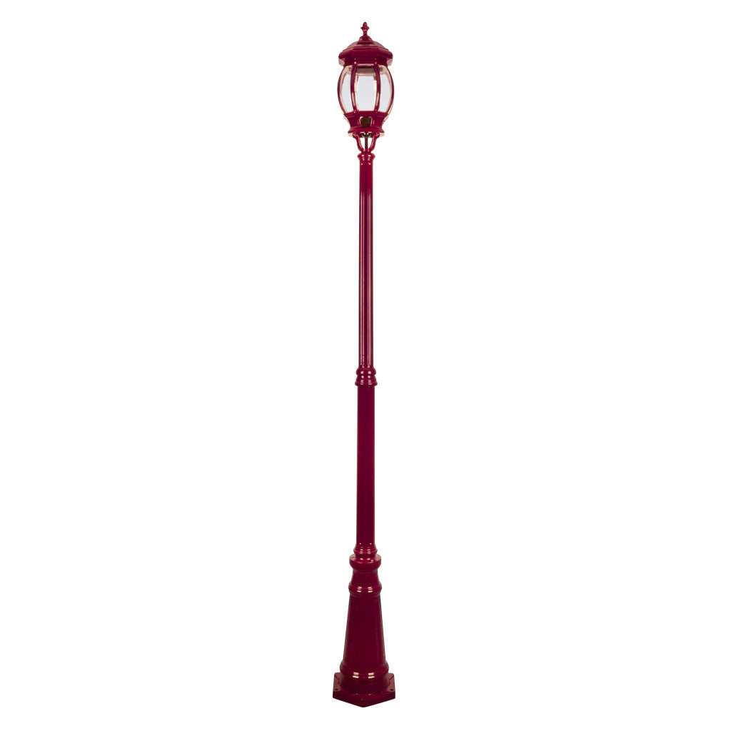 GT-698 Vienna Large Single Head Tall Post Light - Powder Coated Finish / B22 - Burgundy
