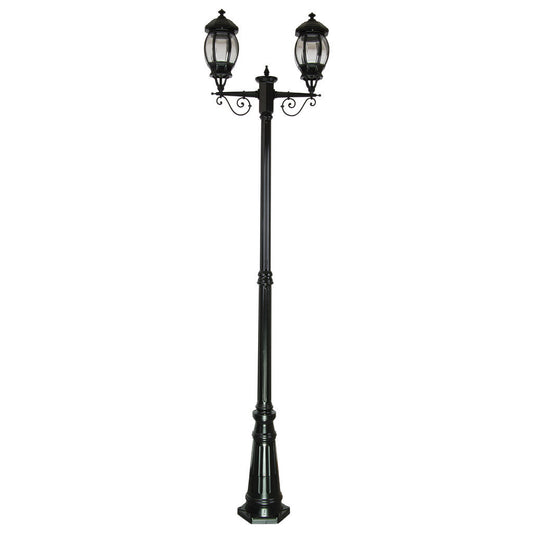 GT-680 Vienna Twin Head Tall Post Light - Powder Coated Finish / B22 - Black