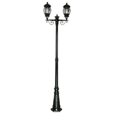 GT-680 Vienna Twin Head Tall Post Light - Powder Coated Finish / B22 - Black