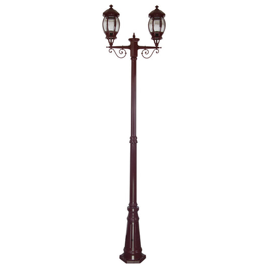 GT-680 Vienna Twin Head Tall Post Light - Powder Coated Finish / B22 - Burgundy