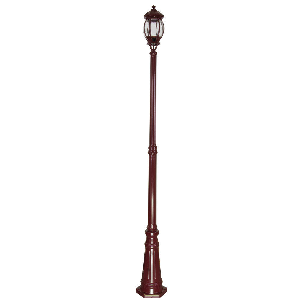 GT-678 Vienna Single Head Tall Post Light - Powder Coated Finish / B22 - Burgundy
